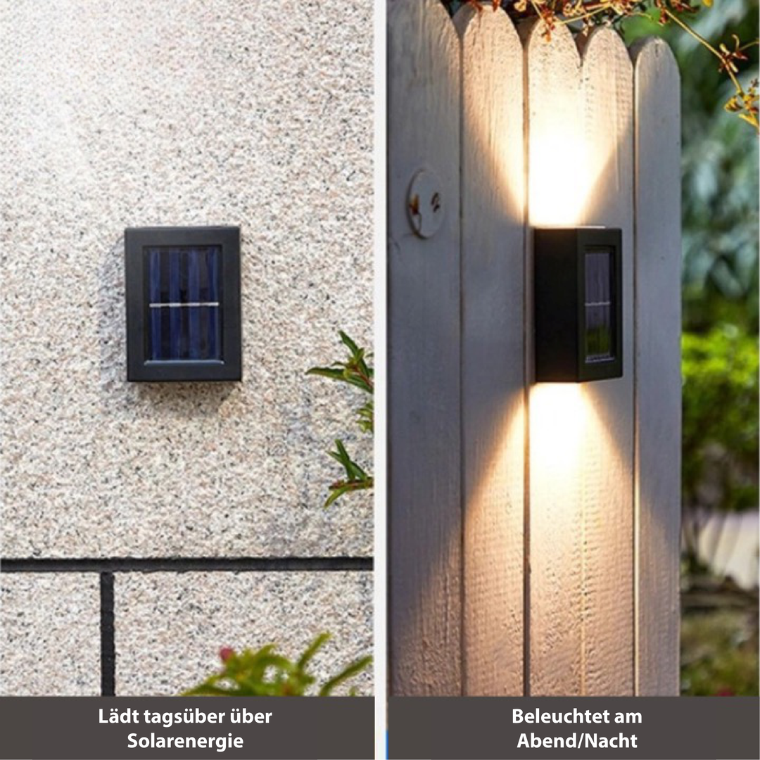 Montagebeispiel der SolarGlow Wandleuchte: schnelle und unkomplizierte Anbringung.