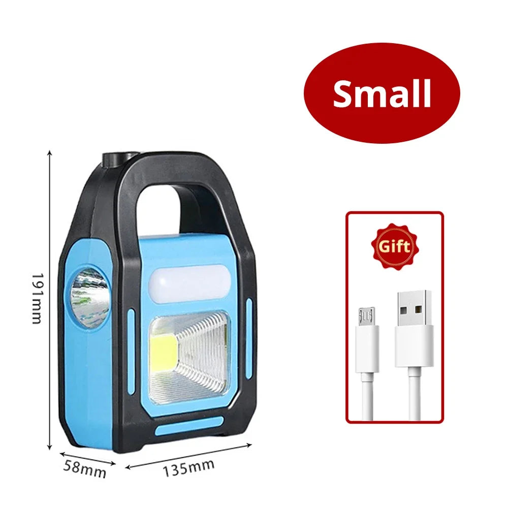 Kompakte SolarGlow USB-Laterne, wiederaufladbar, leicht zu transportieren; perfektes Outdoor-Campingzubehör.