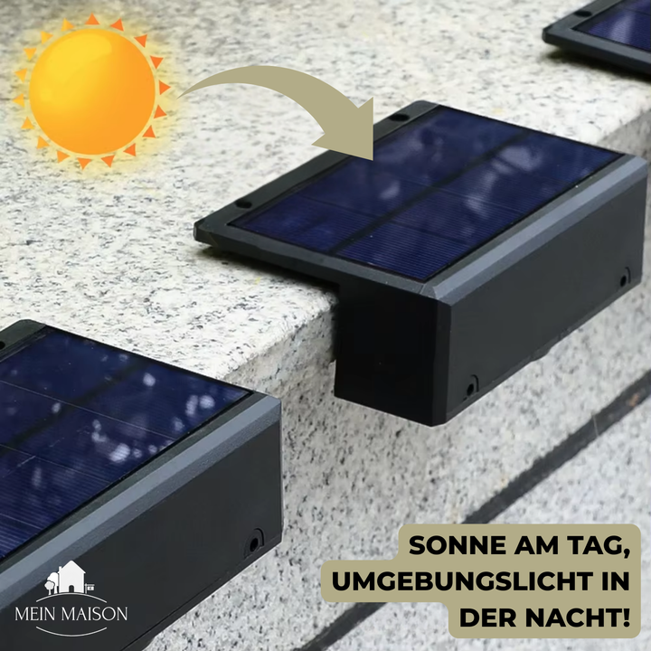 Farbenfrohes Buntlicht der Solario Solar LED-Gartenleuchte, schafft magische Atmosphäre im Außenbereich.