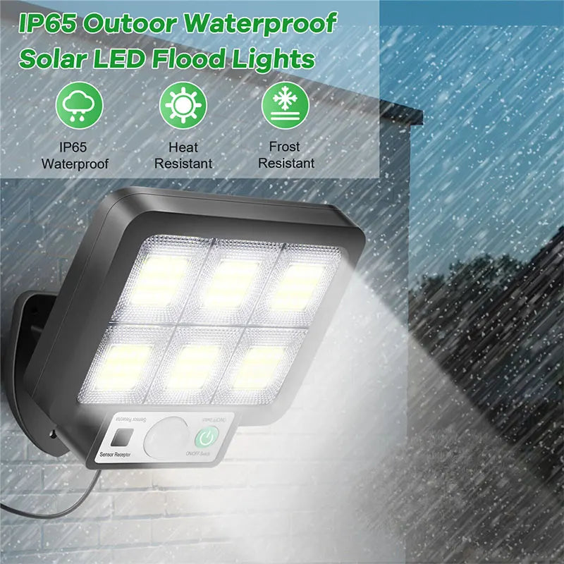 Energieeffizientes Außen-Solarlicht mit Bewegungsmelder, 72 LEDs, IP65 für Sicherheit & Garten.