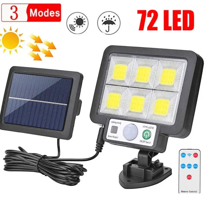 Wetterfestes LED-Solarlicht mit Bewegungsmelder, 72 COB LEDs für sichere Außenbeleuchtung, Terrasse.