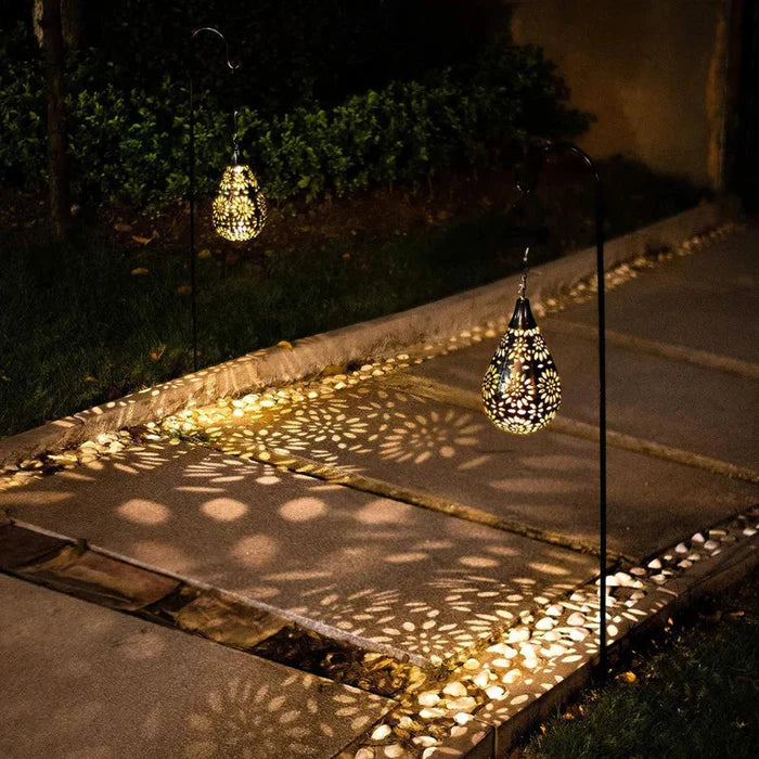 Dekorative Solar-LED-Lampe für den Garten, wetterfeste Außenbeleuchtung aus Edelstahl für stimmungsvolle Abende.