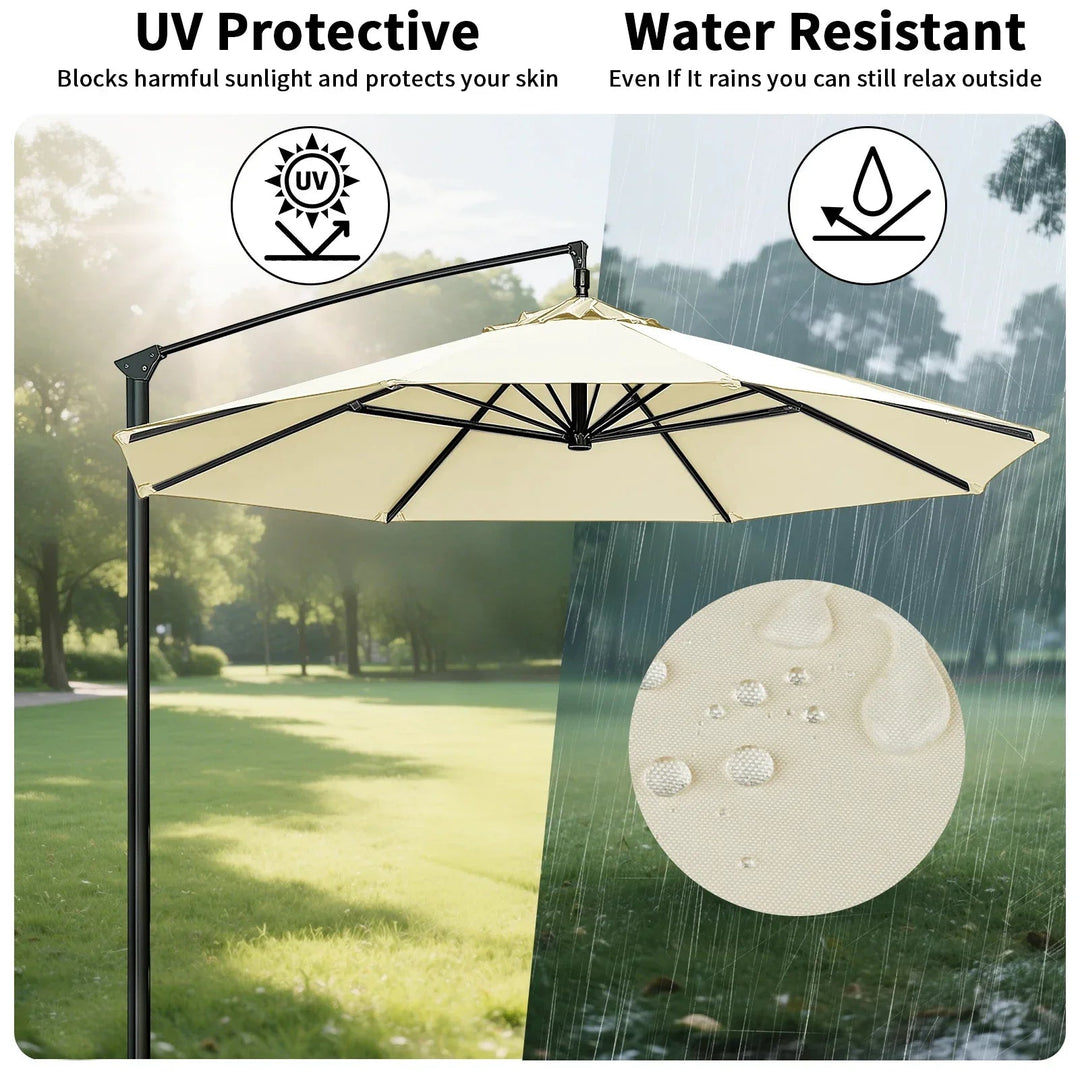 Hochwertiger Polyester Schirmbezug, wasserabweisend, reißfest & langlebig. Optimaler Wetterschutz für Ihren Schirm.