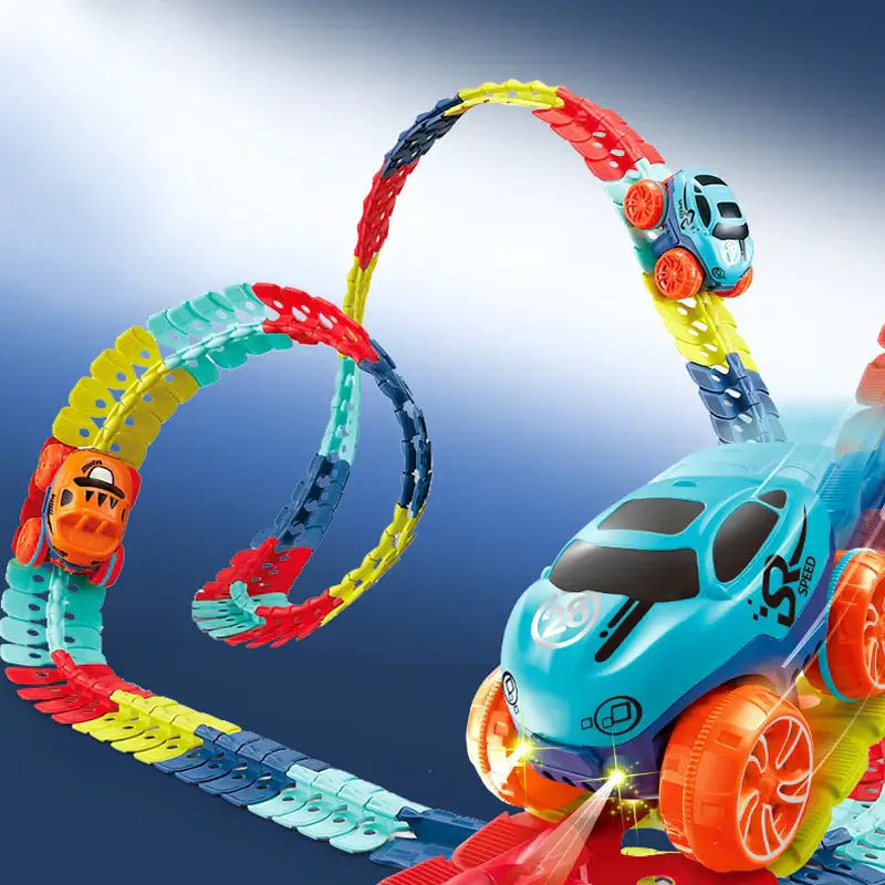 SpeedFlex flexible Kinder-Rennbahn mit Autos, Kreativ- und Lernspielzeug für endlosen Fahrspaß.