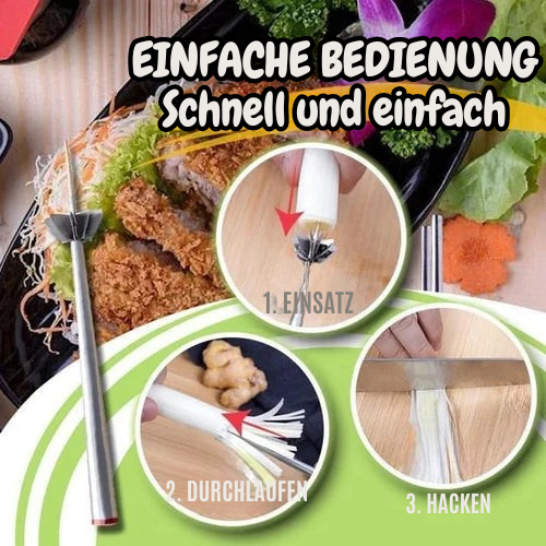 Moderner Küchenwerkzeug-Spiralschneider mit 360° Klingen. Für dekorative Gemüsestreifen & Kräuter.