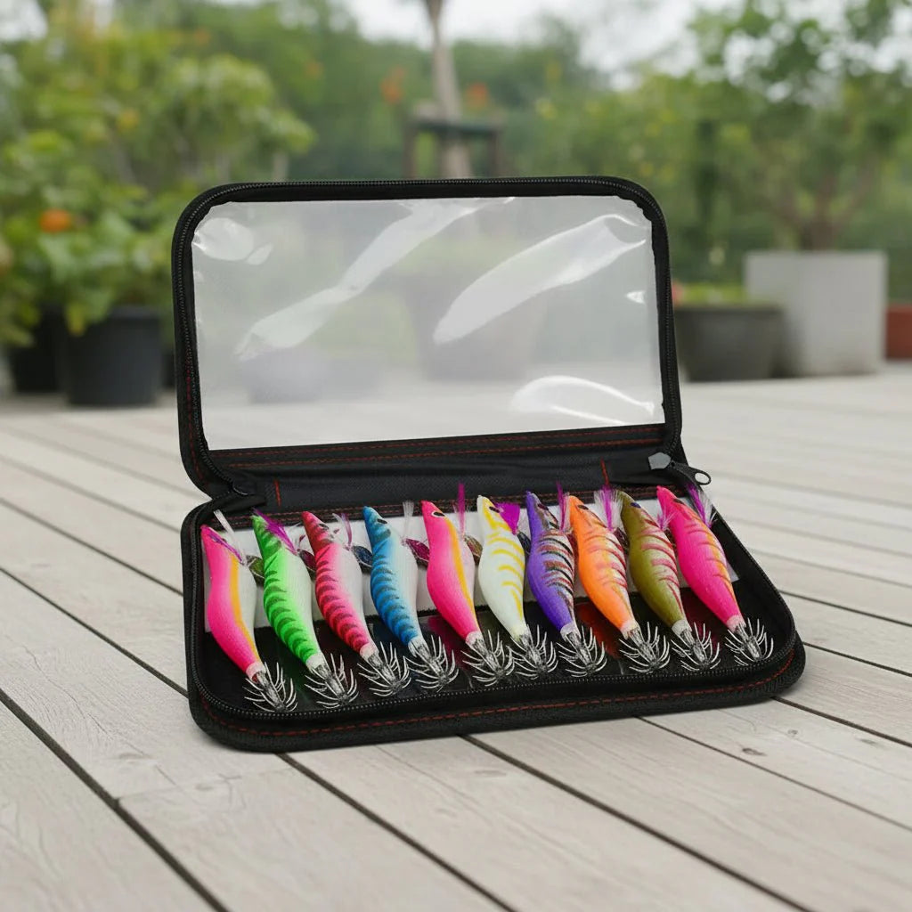SQUIDPRO 3D Augen Tintenfisch Köder Set. Realistischer Raubfischköder aus Kunststoff mit Jig-Haken.