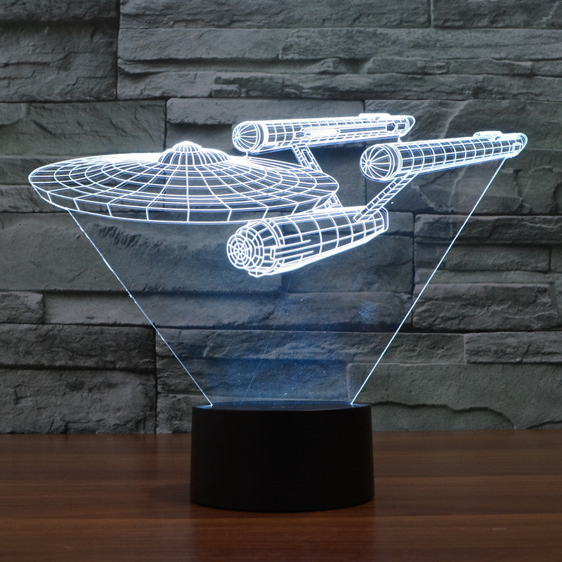 Sci-Fi Star Trek Enterprise LED Nachtlicht, eine 3D-Lampe mit Illusionslicht, ideal für Kinder- oder Wohnzimmer.