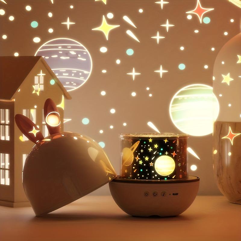 Magischer Kinderzimmer-Projektor, LED-Sternenhimmel & Musik, beruhigendes Nachtlicht für Babys.