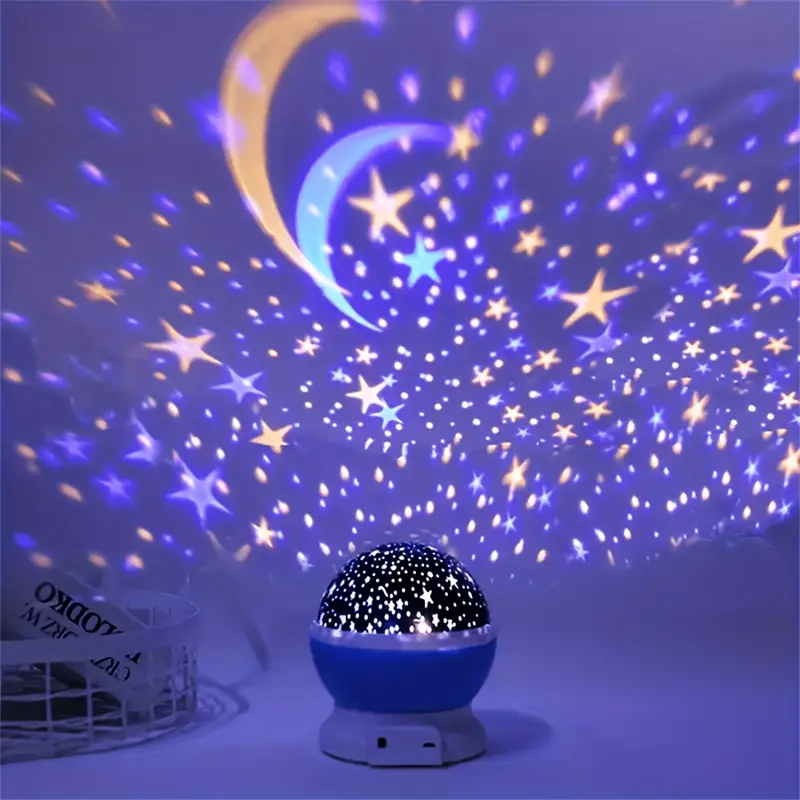 Kompakter Sternenprojektor für Kinder, schafft eine magische Sternenhimmel-Atmosphäre im Schlafzimmer.