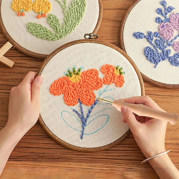 Stickset mit ergonomischer Stanznadel für präzise Stickerei & kreative Handarbeit; DIY Nähzubehör.