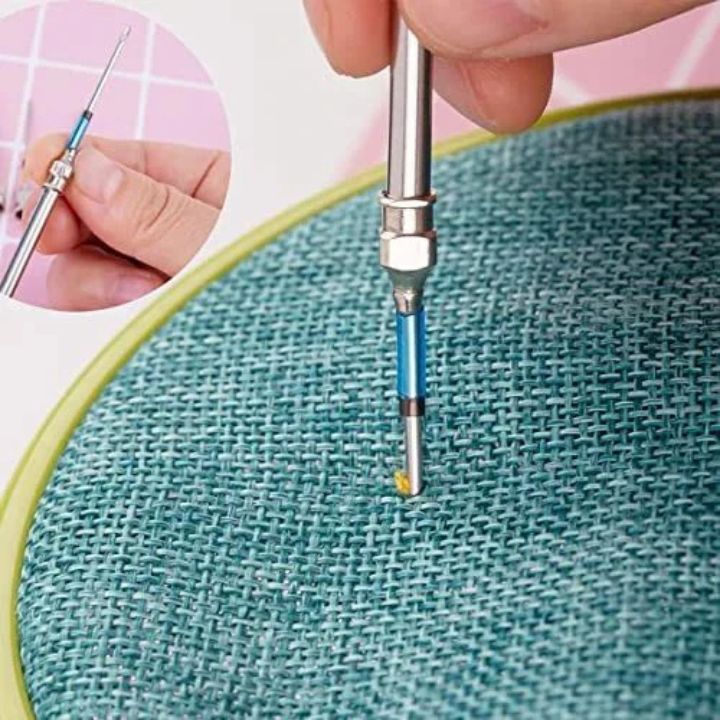 Praktisches Stickset mit Stanznadel für einfache & kreative Stickerei Projekte; Must-have Nähzubehör.