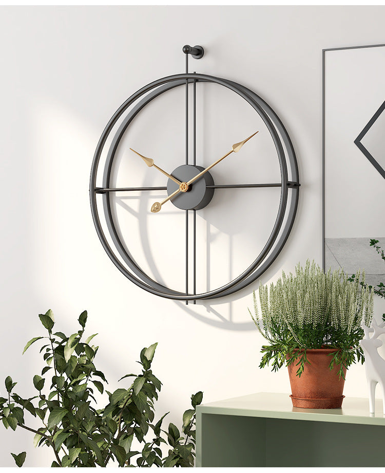 Geräuschlose 50 cm Wanduhr im nordischen Design. Minimalistisch, Schwarz/Gold. Moderne Uhr für Wohnzimmer & Büro Deko.