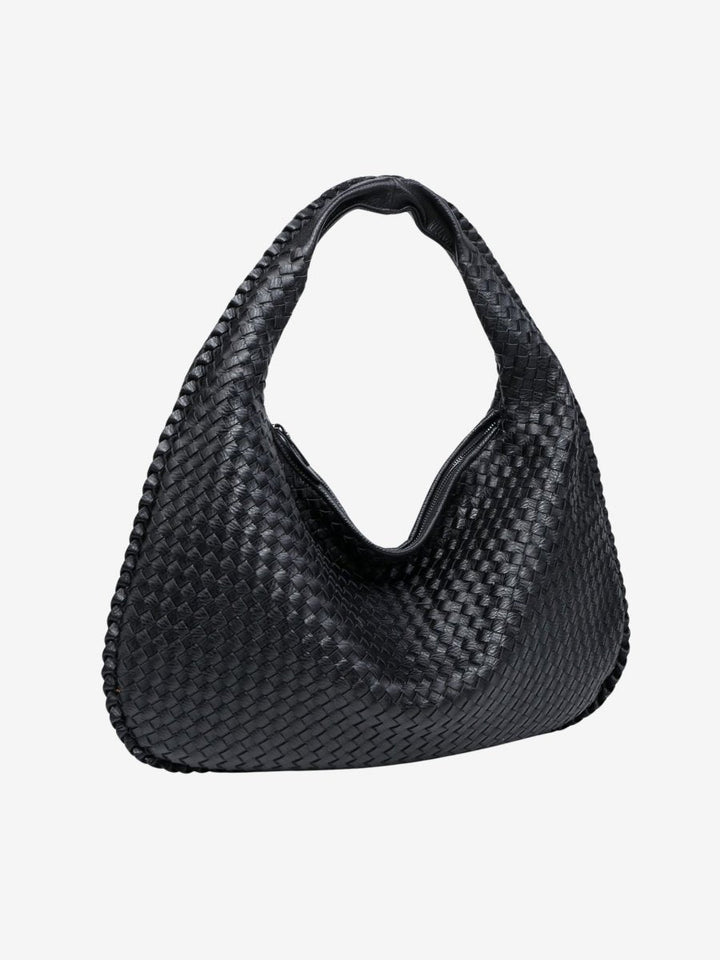 Dunkelgraue elegante Damen Handtasche, großer Kunstleder Shopper, perfekt als Bürotasche.