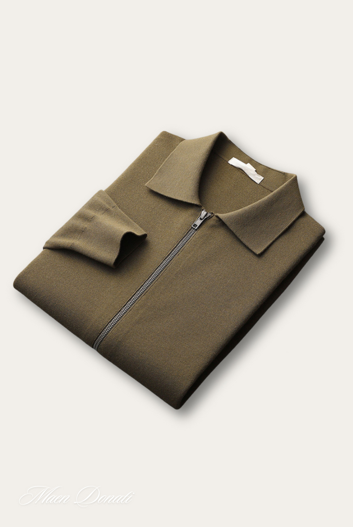 Moderne Herren Polo-Weste mit Reißverschluss, stilvoll & warm für Herbst- und Wintermode.
