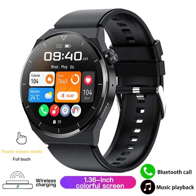 Smartwatch für Herren mit Bluetooth-Verbindung zum Smartphone; nahtlose Synchronisation für Anrufe & Daten.