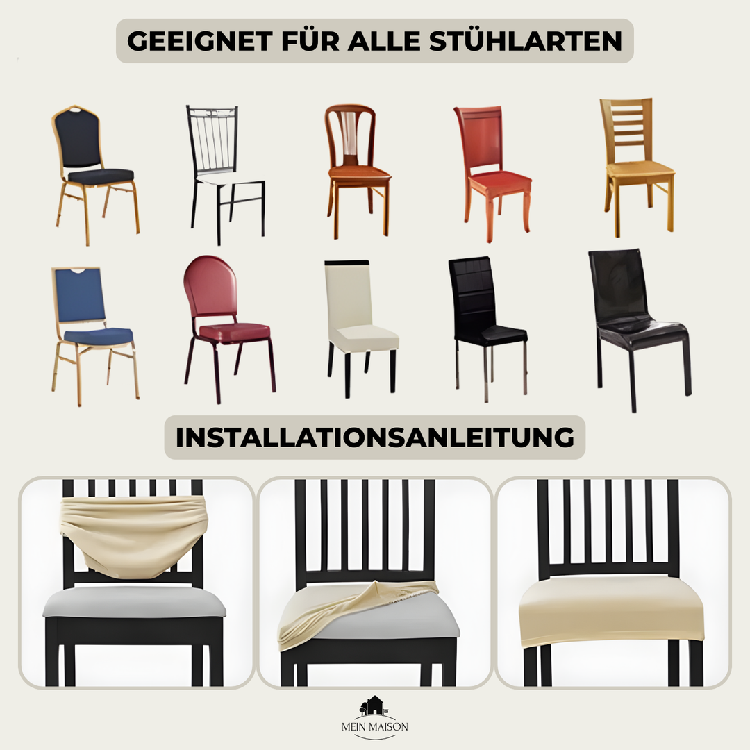 Hochwertige Polyester Stuhlhussen mit Jacquard-Muster, elastisch und waschbar, idealer Schutz für Esszimmerstühle.
