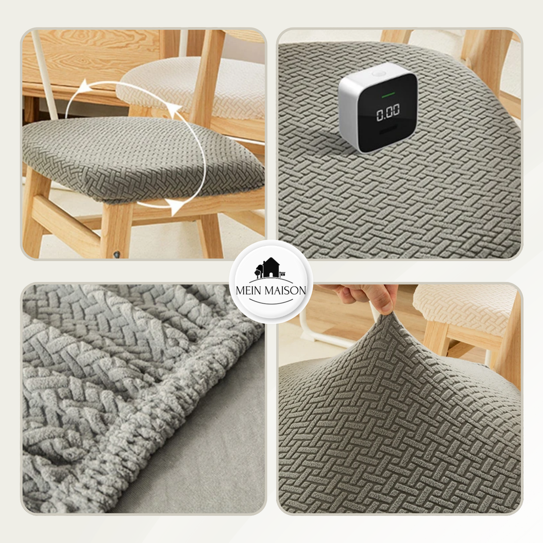 Stilvolle, elastische Stuhlhussen für Esszimmerstühle mit Jacquard-Muster, perfekter Sitzbezug & Möbelschutz.