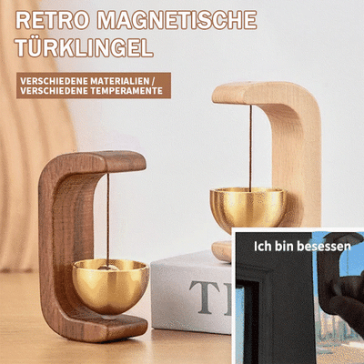 Stilvolle Türklingel aus Holz & Messing, handgefertigt. Minimalistisches Design für den Eingangsbereich.