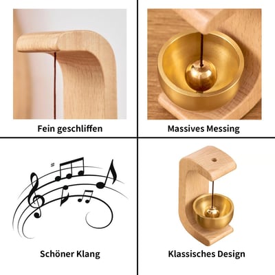 Minimalistische Designtürklingel aus Holz mit Messingakzenten. Perfekte Dekoration für den modernen Eingang.