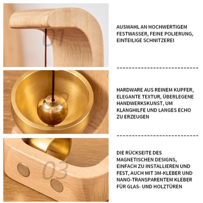Handgefertigte Türklingel aus Holz & Messing. Einzigartiges Geschenk für Hausbesitzer mit Stilbewusstsein.