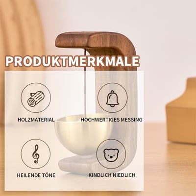 Beruhigender Klang: Designer-Türklingel aus Holz und poliertem Messing. Stilvolle Haus-Deko.