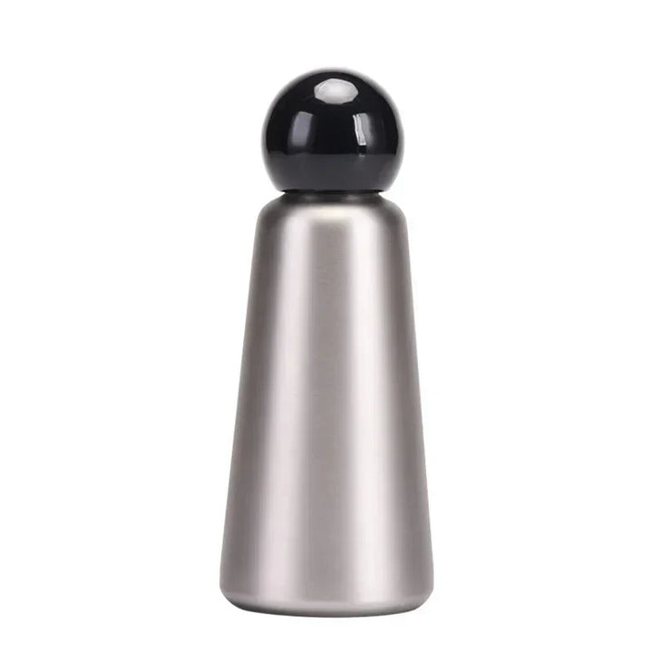 Stilvolle 500ml Edelstahl Trinkflasche in Schwarz-Silber Optik. Ideal für Büro & Sport, Mehrwegflasche.