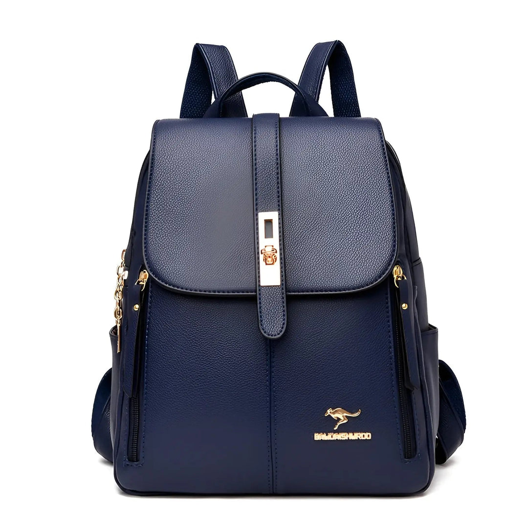 Praktischer schwarzer Damenrucksack aus PU-Leder mit verstellbaren Trägern. Komfortabel, elegant und organisiert.