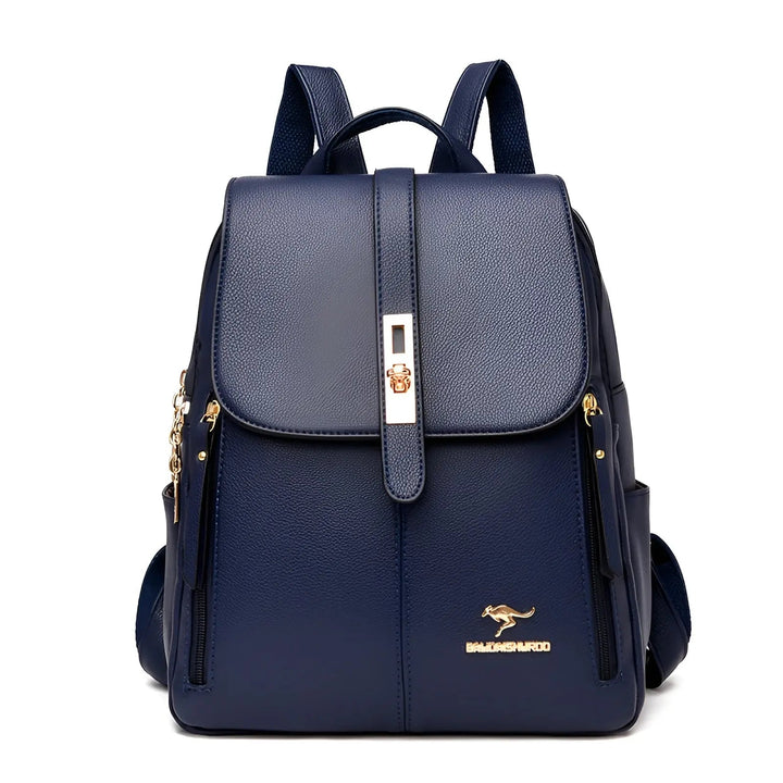 Praktischer schwarzer Damenrucksack aus PU-Leder mit verstellbaren Trägern. Komfortabel, elegant und organisiert.