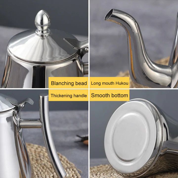 Nahaufnahme des Induktions-Wasserkochers aus gebürstetem Edelstahl, bereit für schnelle Heißgetränke.