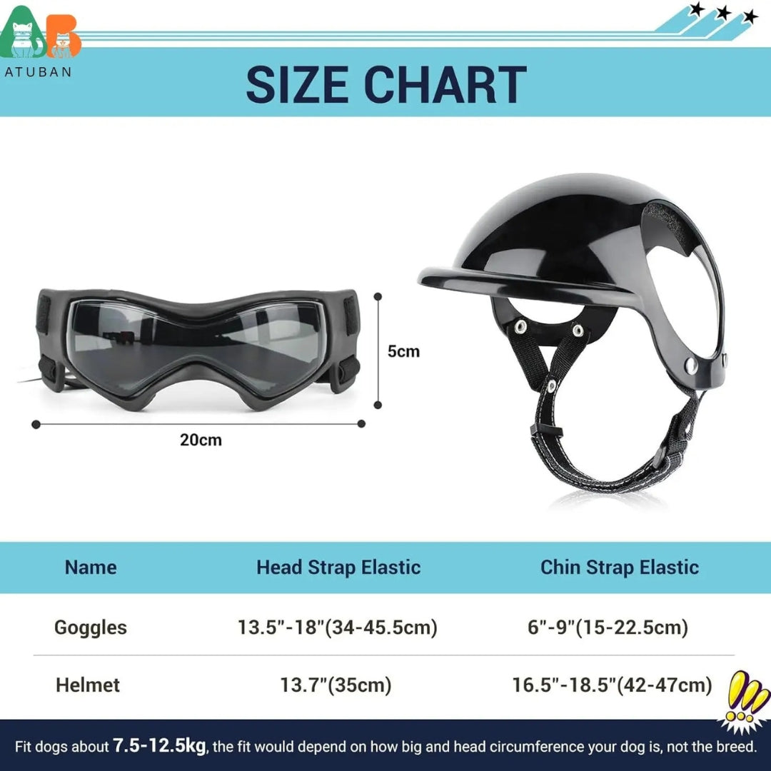 Gib deinem Hund Sicherheit mit diesem stylischen Hundehelm und Schutzbrille. Optimal für Motorrad-Hundeausrüstung.
