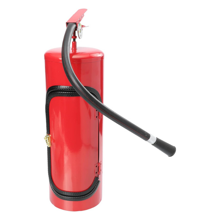 Originelle Geschenkidee: Roter Flaschenhalter in Feuerlöscher-Optik für Weinliebhaber; dekorativ für Zuhause & Bar.