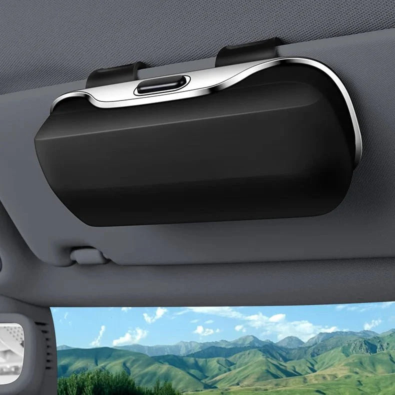 Stilvolles Kunstleder Sonnenbrillenetui für Auto, universeller Brillenhalter für Herren & Damen.