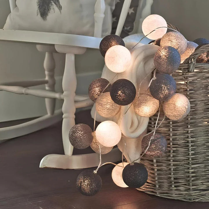 USB-betriebene Baumwoll-Ballon Lichterkette, moderne Wohnaccessoires.