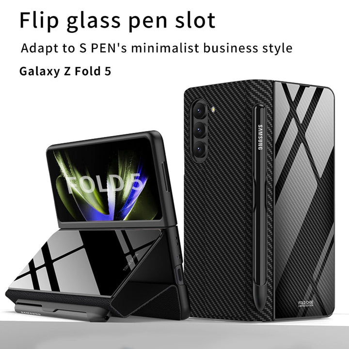 Stilvolle Falttelefonhülle für Z Fold 5/4 mit Kartenfach, Ständer und robustem Design.