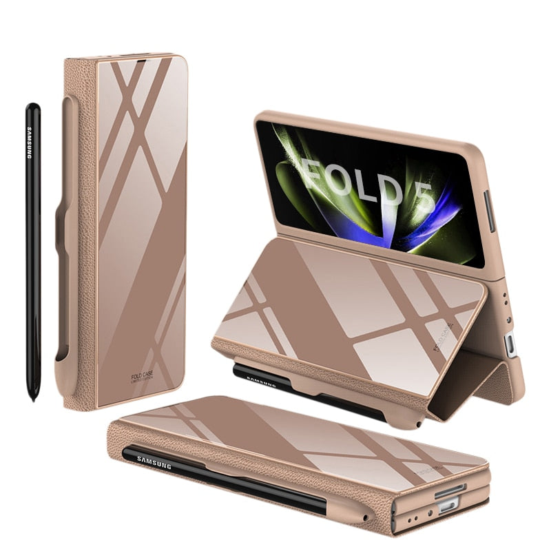 Schlanke Schutzhülle für Samsung Galaxy Z Fold 5/4, mit Ständer und Geldfach.