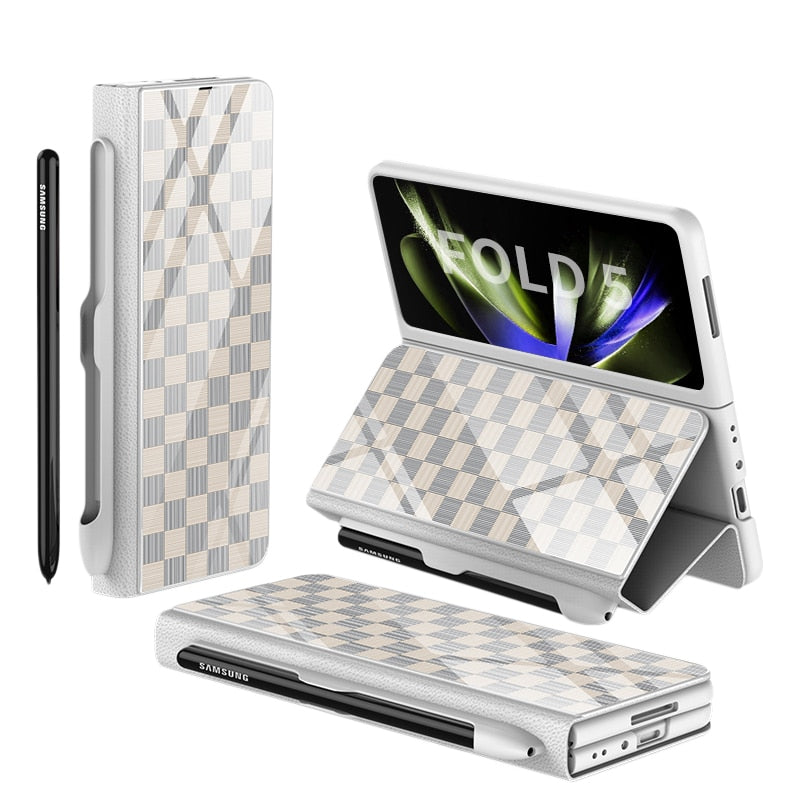 Z Fold 5/4 Falttelefon Hülle, elegant mit Ständerfunktion und Fächer für Karten.