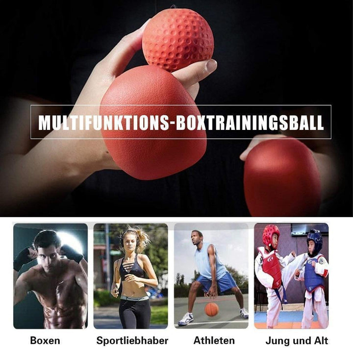 Sportler trainiert mit StrikeReact Pro Reflexball & Kopfband für Boxen, Agilität und Reaktionszeit.