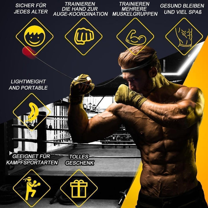 StrikeReact Pro: Komplettes Sportzubehör Set mit Reflexball, Kopfband für Box- & Fitnessübungen.
