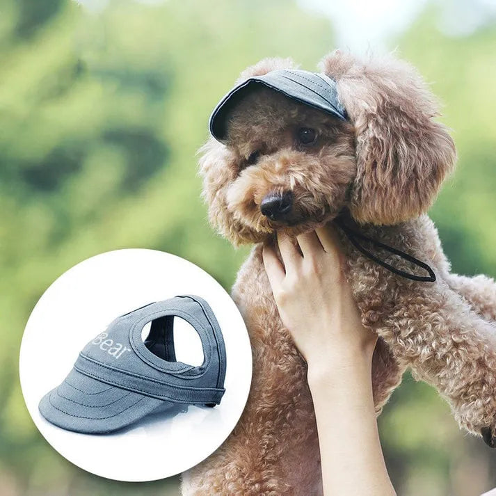 Stylischer Hundesonnenhut mit UV-Schutz, perfekt für kleine bis große Hunde im Sommer.