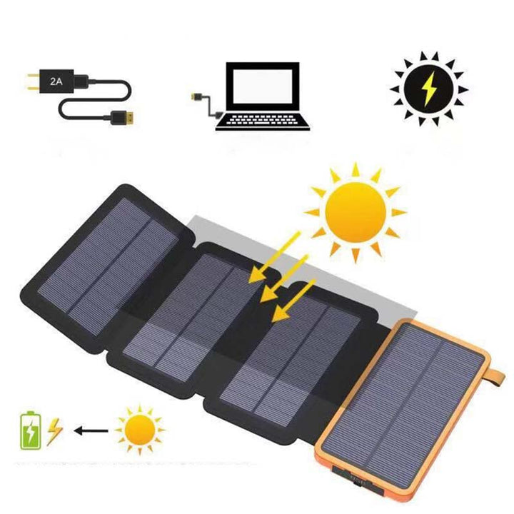 SunCore Solar-Powerbank mit 3 USB-Ausgängen. Universelles Ladegerät für Outdoor-Abenteuer & Notfallversorgung.