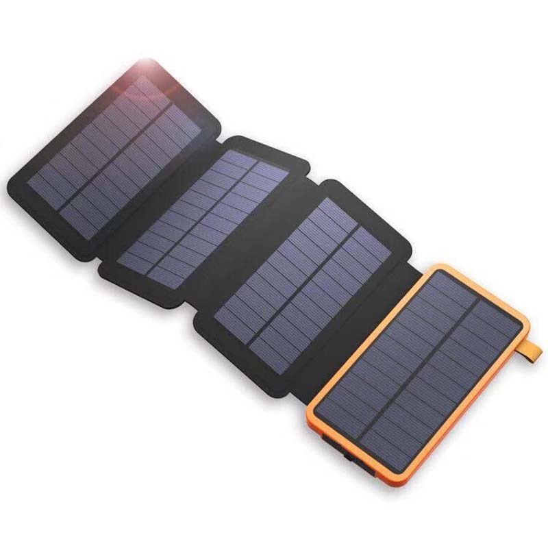 SunCore Solar-Powerbank mit 4 Panels, robustes Outdoor-Ladegerät für Handy & Tablet. Mobil und zuverlässig.