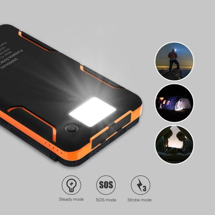 Robuste Outdoor Solar-Powerbank mit 4 Panels, ideal für Camping, Wandern & Reise. Zuverlässige Notstromversorgung.