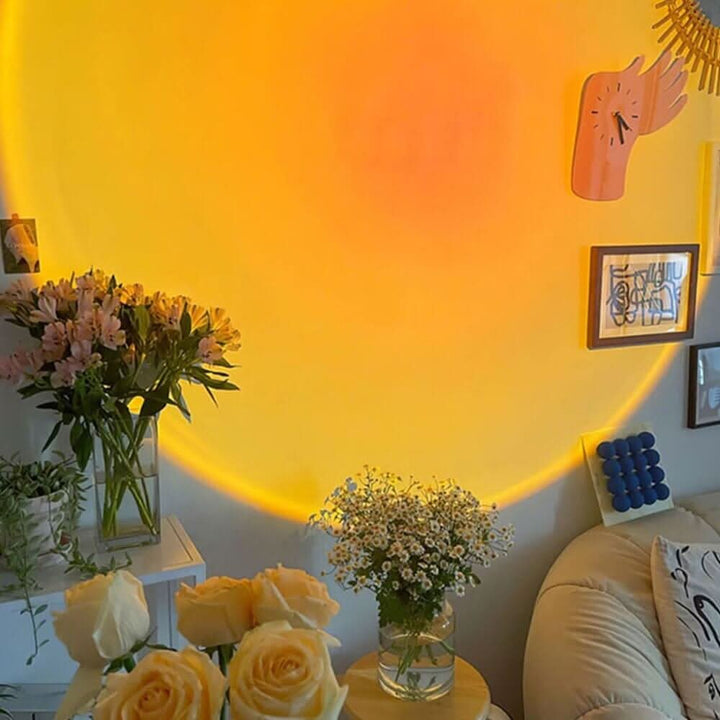 Multifunktionale Farblampe, 180° drehbar, projiziert Sonnenuntergang, ideal für Zimmerdeko & Ambiente.