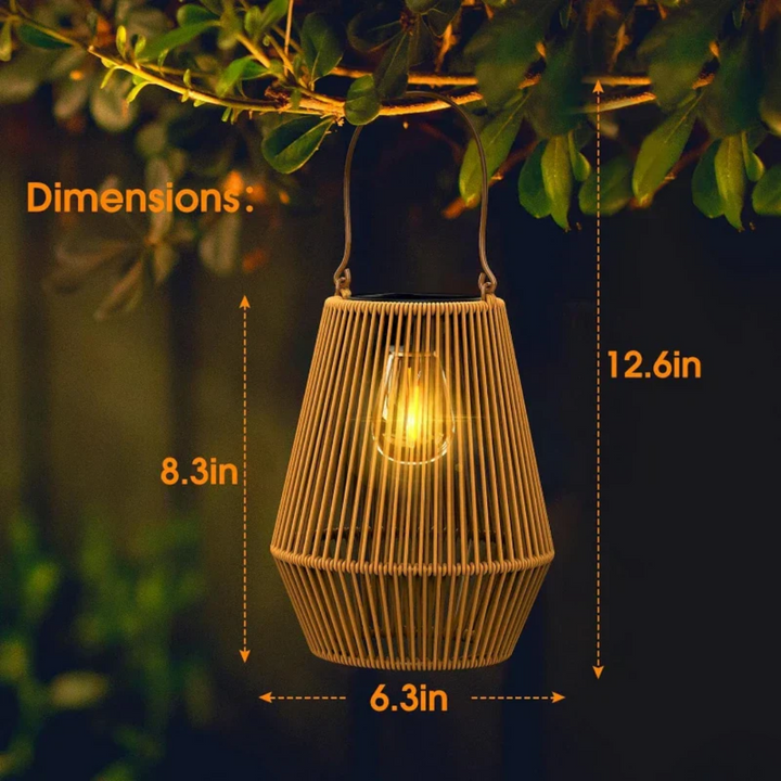 SunWeave Solar-Gartenlaterne lädt sich tagsüber auf, spendet nachts Licht; energieeffiziente LED-Leuchte.