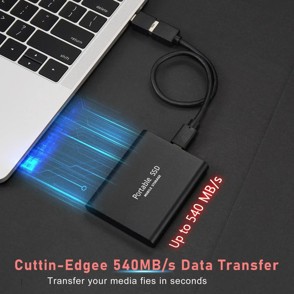 Kompakte, portable externe 128GB SSD für schnellen Datentransfer am Laptop & PC.