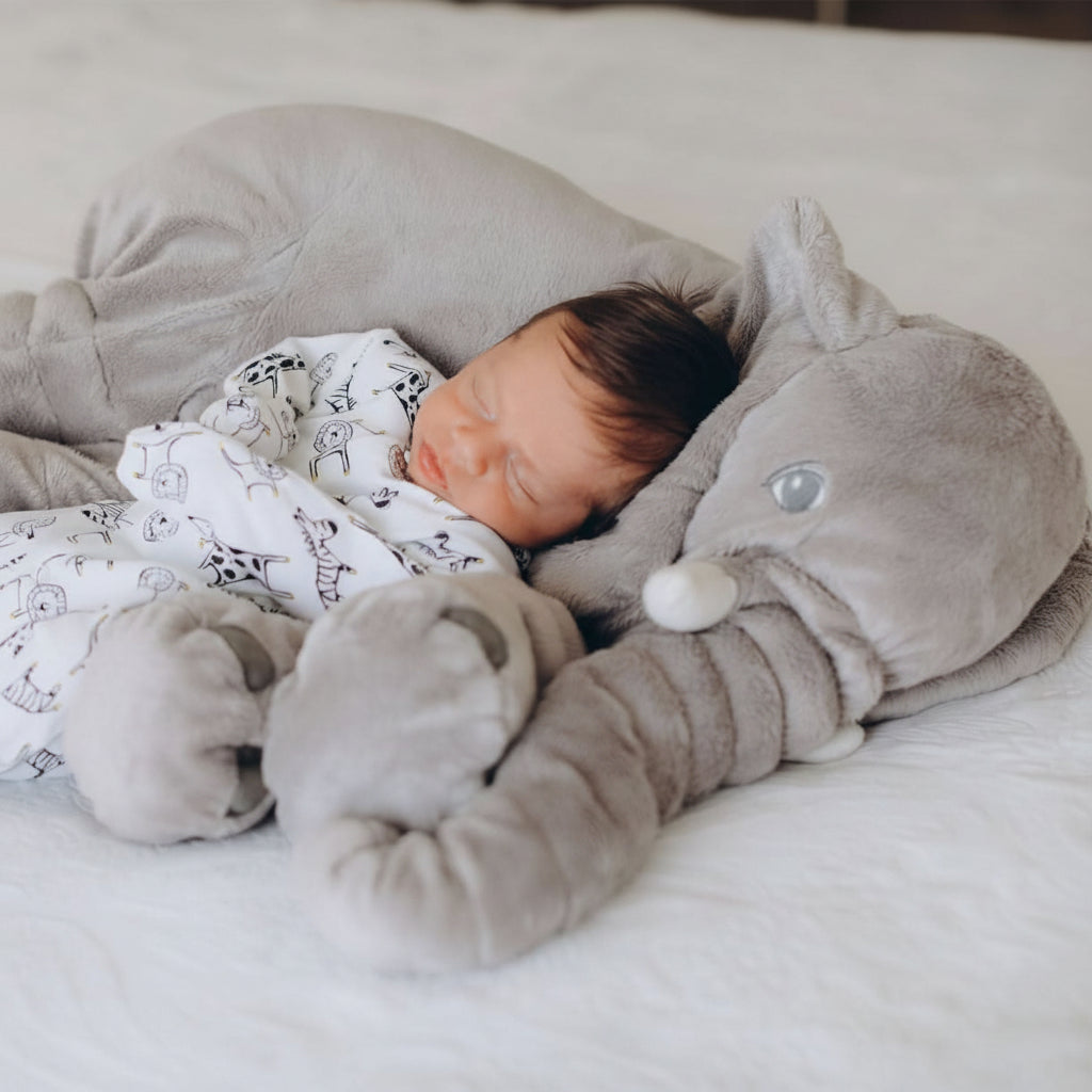 Komfortables Elefant Babykissen, superweich zum Kuscheln und Schlafen, tolles Plüschtier.