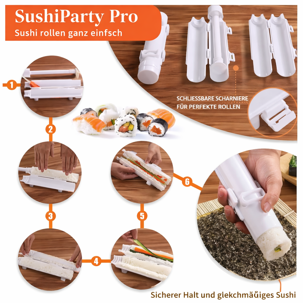 Robuster Sushi Maker, spülmaschinenfest, ideal für hygienische DIY Sushi Zubereitung.