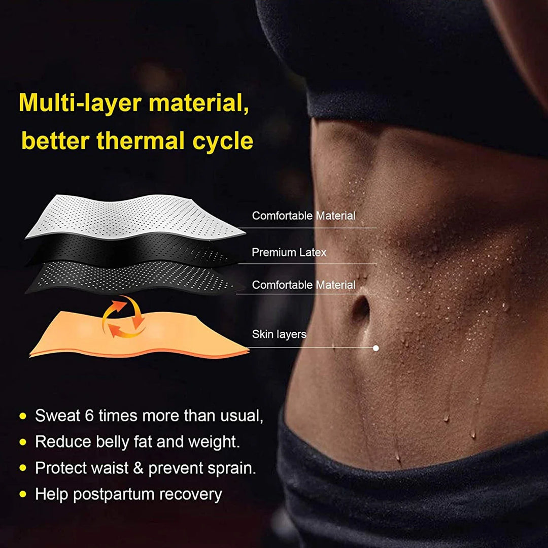 Effektiver SweatPro Taillentrainer und Fitnessgürtel für Unisex-Anwendung, ideal als Bauchweggürtel beim Sport.
