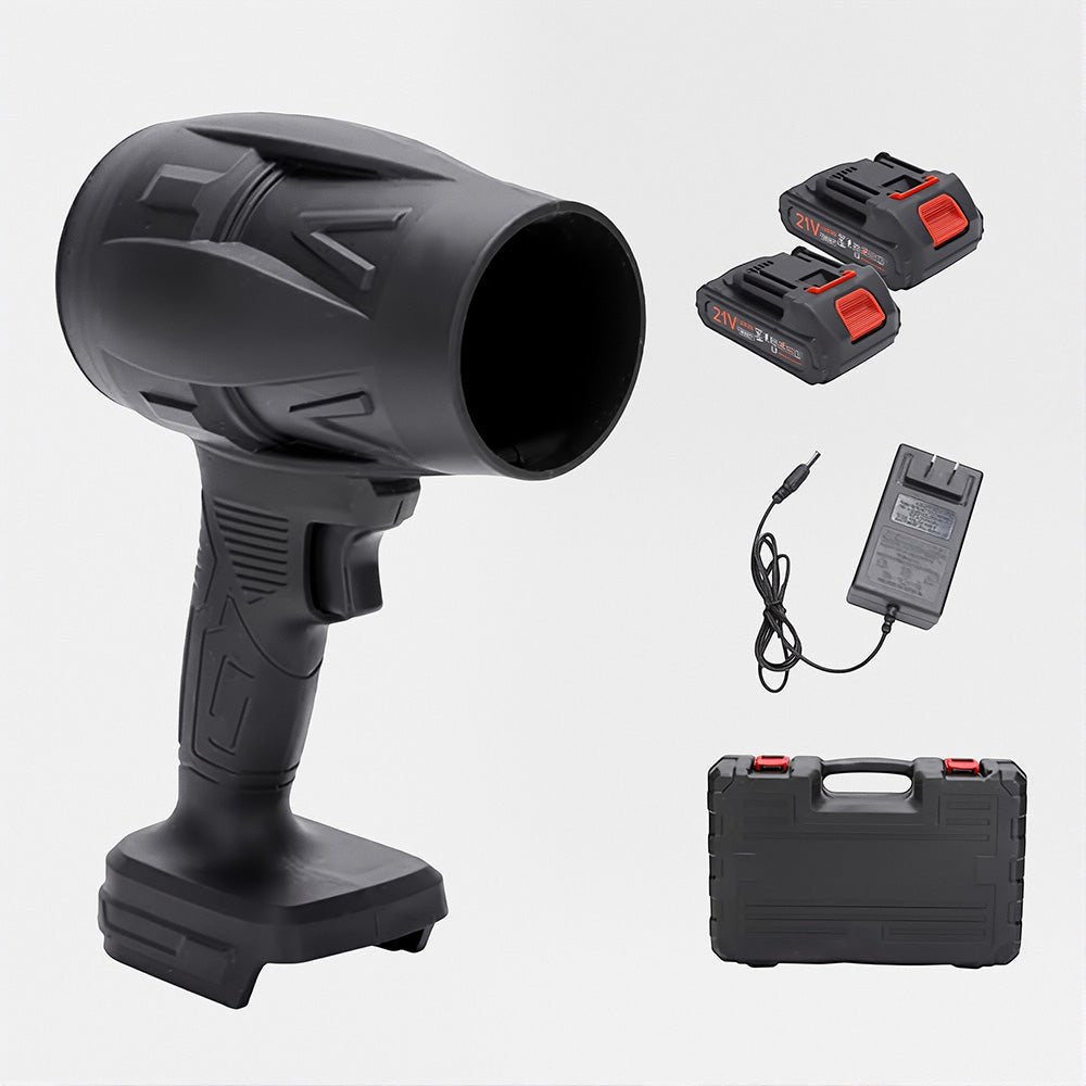 Ergonomisches SWIFTFLOW Handgebläse, kabellos und leicht, ermöglicht mühelose Reinigung von Autointerieur & Geräten.