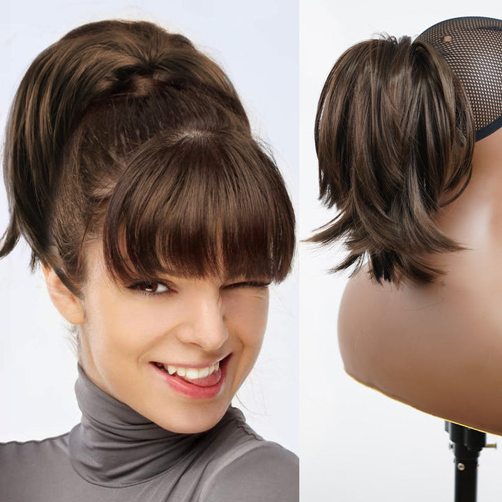 Voluminöse Haarverlängerung für Damen, synthetisches Dutt Haarteil im Clip-In Design für Naturhaar.